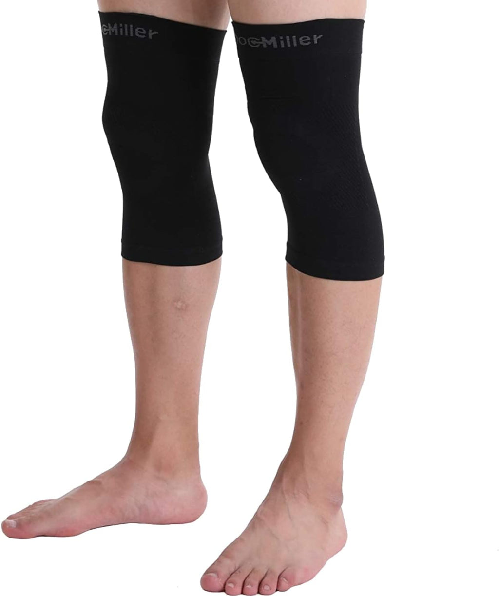 Medium Size - Black | 1 Pair Knee Compression Sleeve & 1 Pair Ankle Brace | Compression Support for Men & Women |