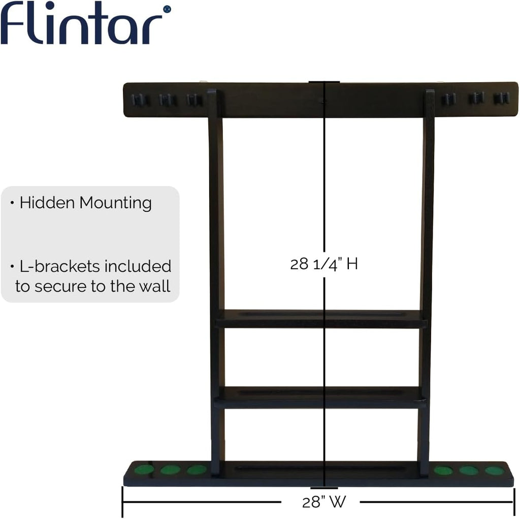 Wall Mount Cue Rack, Billiard Pool Cue Stick holder, Premium Quality Made in TAIWAN, Solid Hardwood, Cue Rack Only