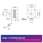 SIMAX3D 42 Stepper Motor 34mm high 1.8° Torque 15Ncm (22.3oz.in) Low Noise 2-Phrase Universal Electric DC 1.3A Motor with 1M Cable for 3D Printer CNC Laser Machine