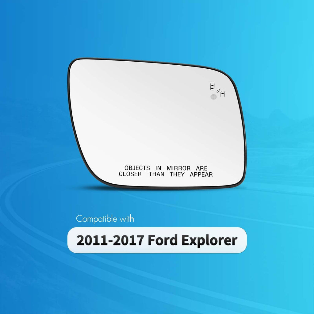 SNEMEEY Passenger Side BSD Mirror Glass Fit for Ford Explorer 2011-2017