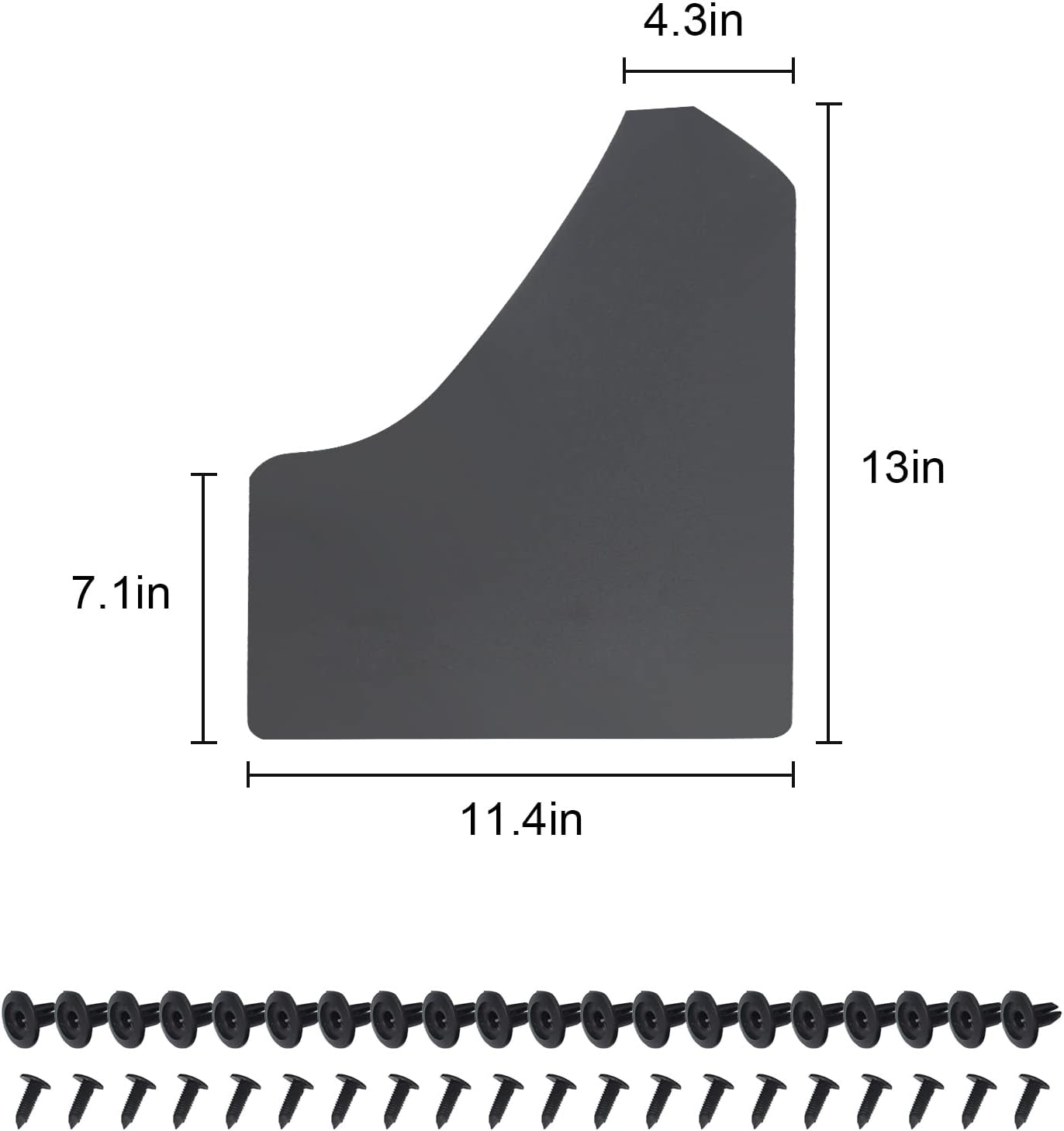 Car Mud Flaps Universal Fit Black Splash Guards (4 Pack) with 20 Pieces 6mm Fastener Rivet Clips