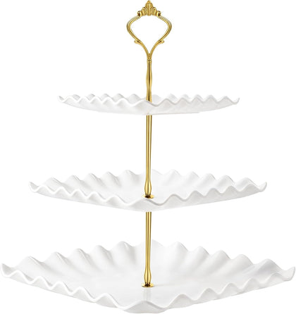 Plastic Dessert Cupcake Stand, 3 Tier Cupcake Tower Holder, White