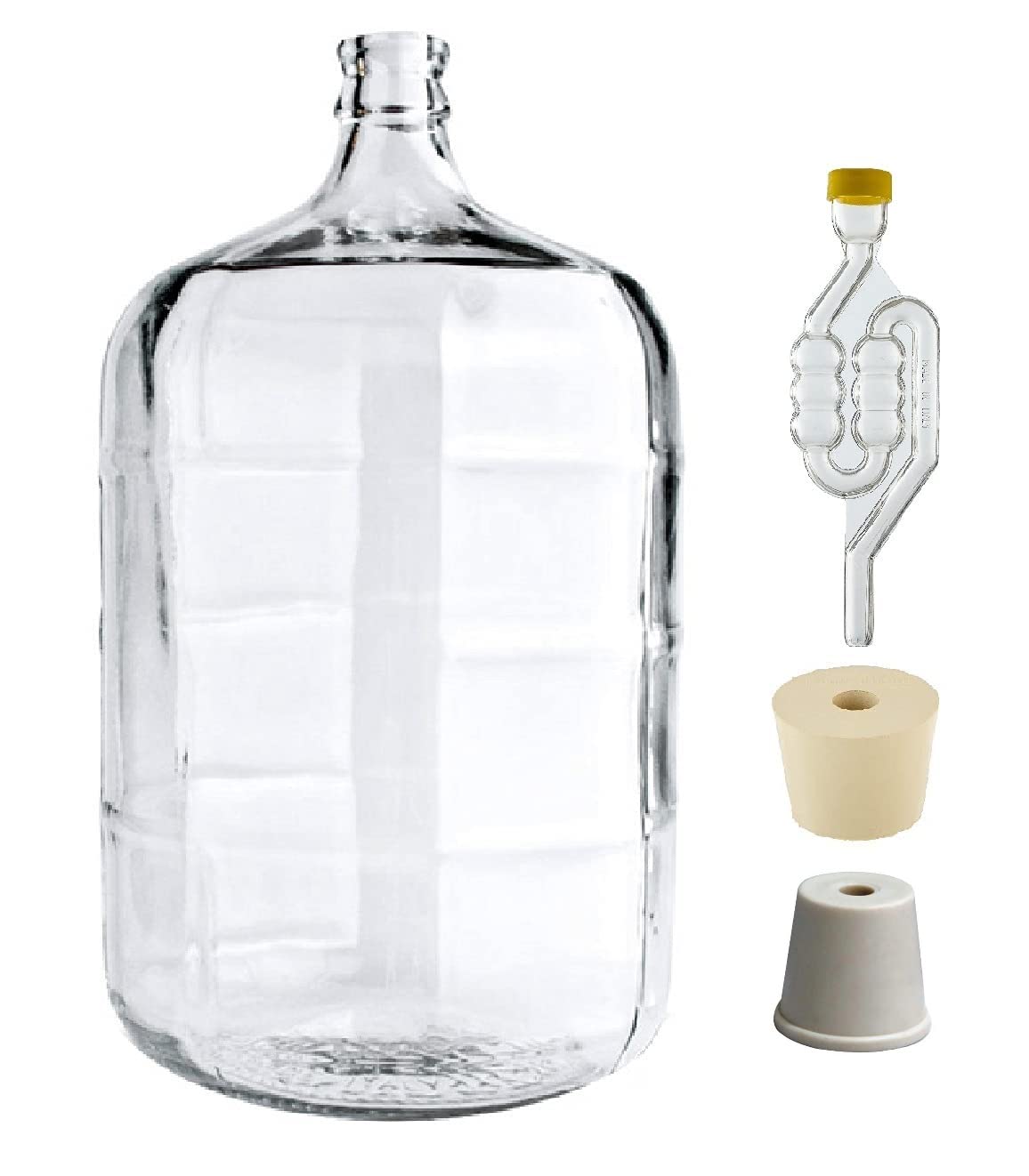 Glass Carboy Fermenting Jug, 5 Gallons | Clear Transparent Glass, Home Brewing, Beer & Wine, Drilled & Undrilled