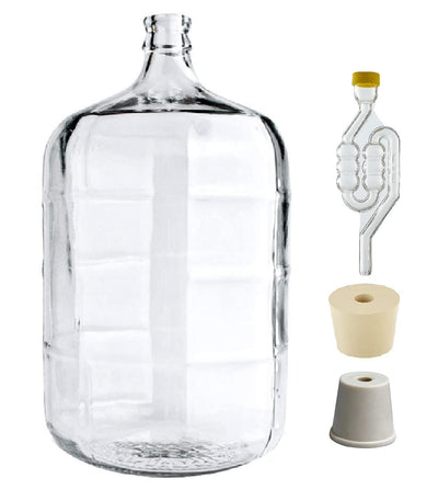 Glass Carboy Fermenting Jug, 5 Gallons | Clear Transparent Glass, Home Brewing, Beer & Wine, Drilled & Undrilled