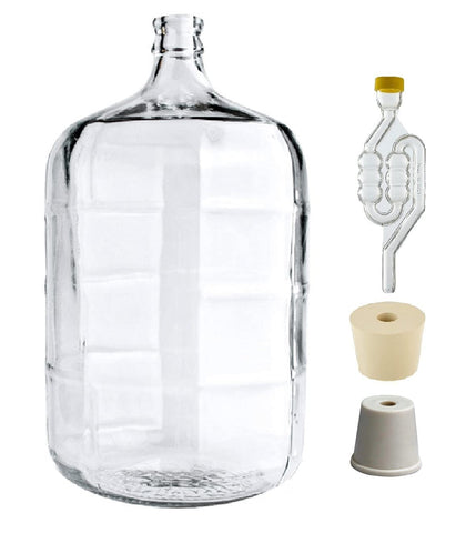 Glass Carboy Fermenting Jug, 5 Gallons | Clear Transparent Glass, Home Brewing, Beer & Wine, Drilled & Undrilled