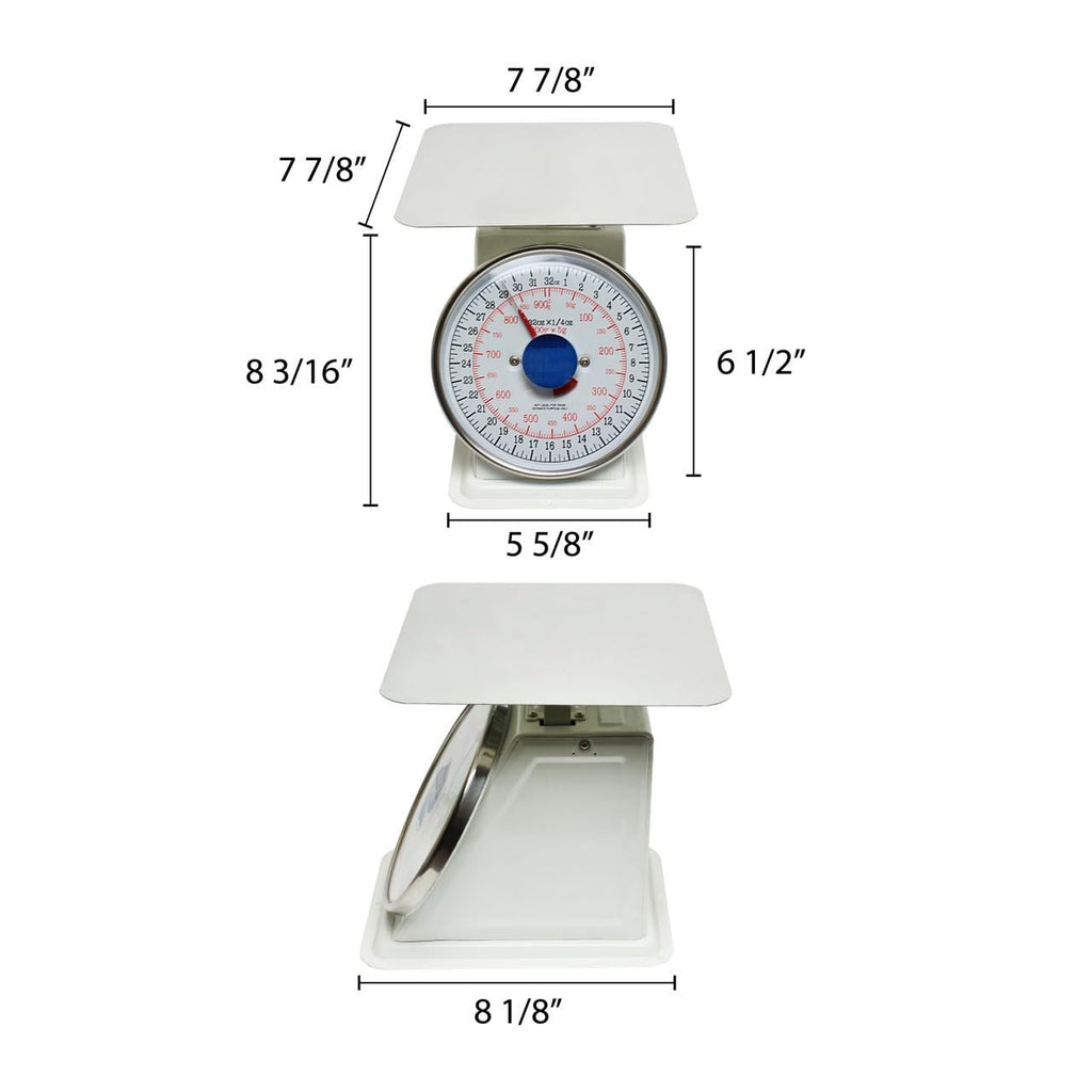2 lb. Mechanical Kitchen Flat Platform Weighing Food Scale- Heavy Duty Portion Control Mechanical Kitchen and Food