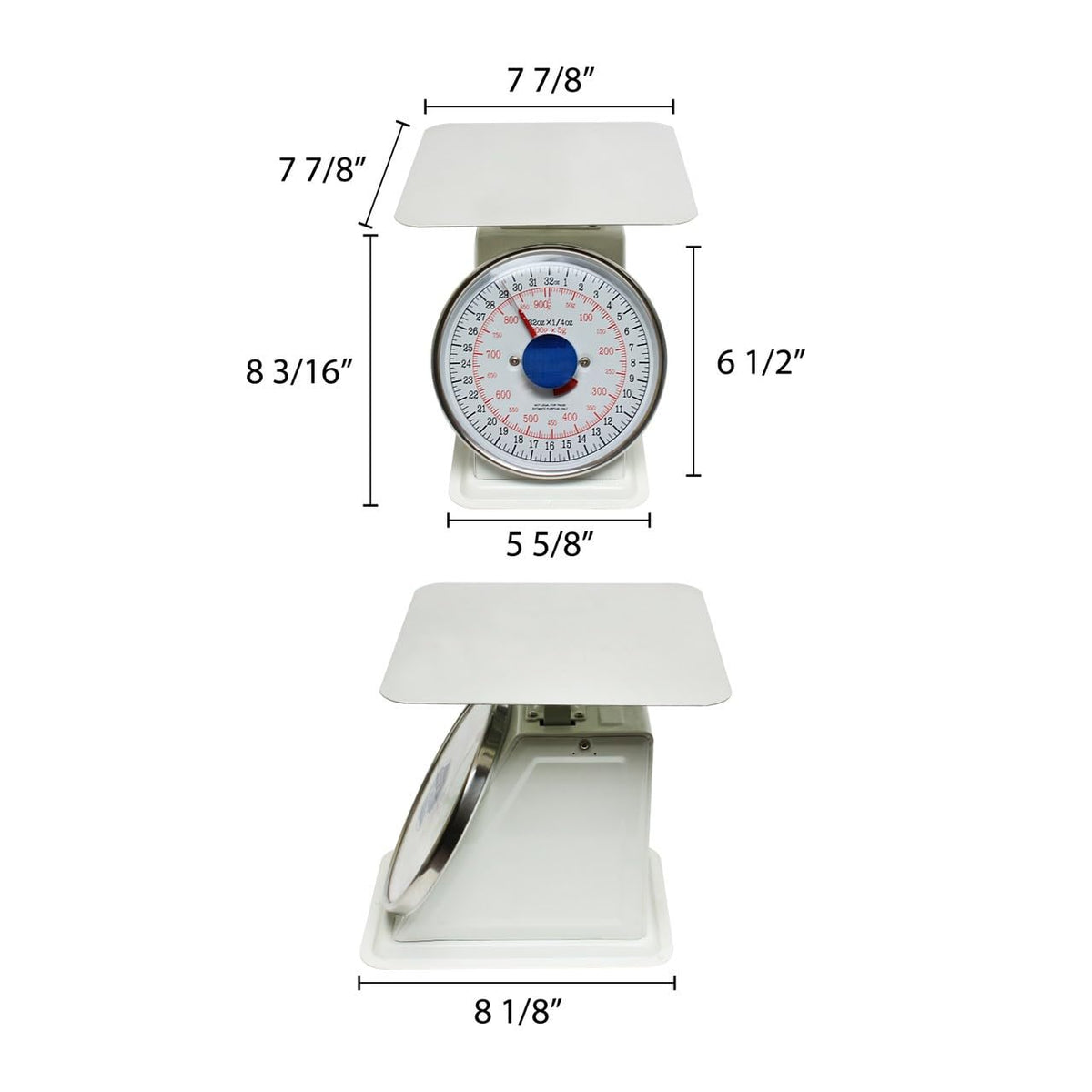 2 lb. Mechanical Kitchen Flat Platform Weighing Food Scale- Heavy Duty Portion Control Mechanical Kitchen and Food