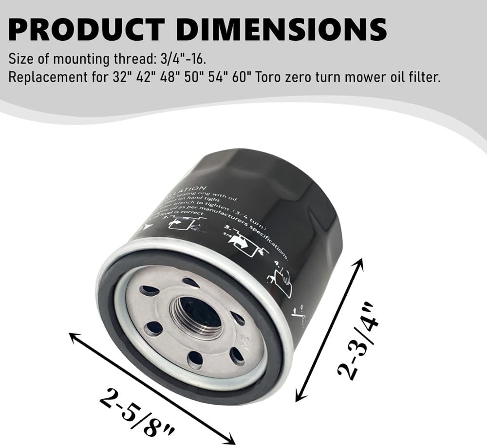 126-5234 Oil Filter Compatible with To-or SS3216 SS4200 SS4225 SS5000 V-Twin Engine Timecutter Replacement for 120-4276 136-7848 127-9222 (2 Pack)