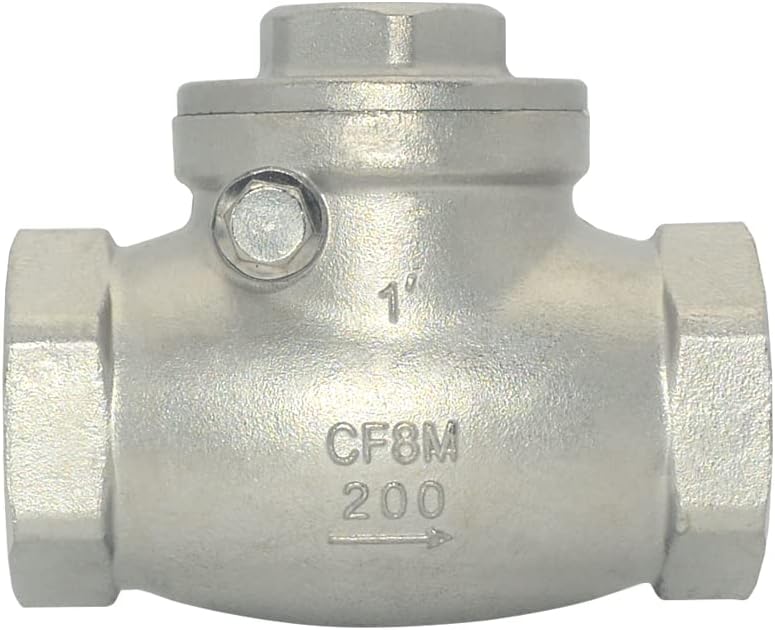1" Stainless Steel SS316 Swing Check Valve,NPT Female x Female Thread,WOG 200 PSI PN16 CF8M