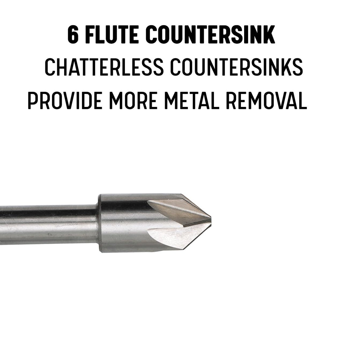 Drill America 3/16"-120 High Speed Steel 6 Flute Chatterless Countersink, Dew Series