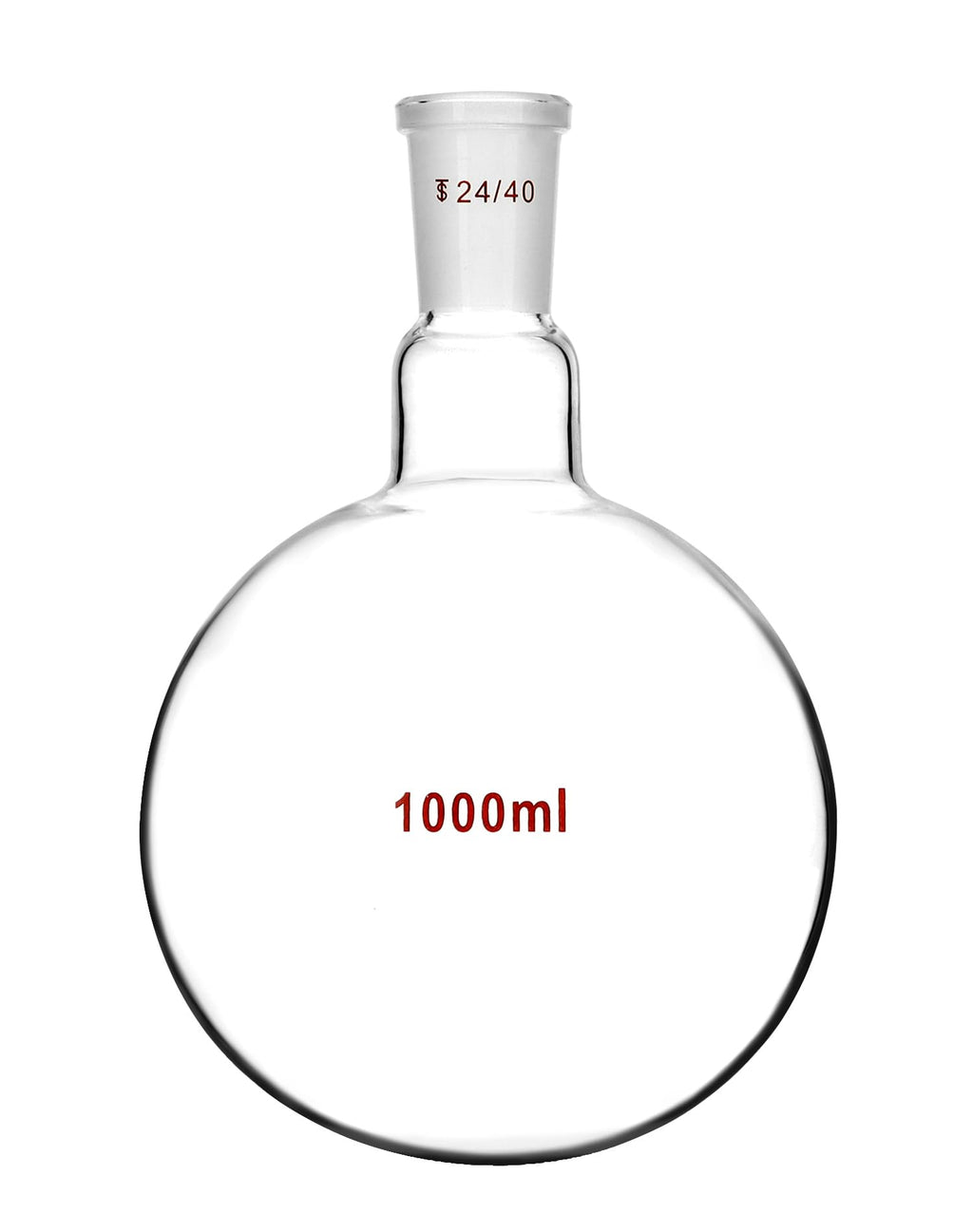 1000ml Borosilicate Glass Boiling Flask with 24/40 Standard Taper Outer Joint, Single Neck Round Bottom, 2 Pack