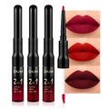 3Pcs Ruby Bright Dark Deep Red Lip Stain Lipstick with Lip Liner, Burgundy Red Matte Lip Liner and Liquid Lipstick