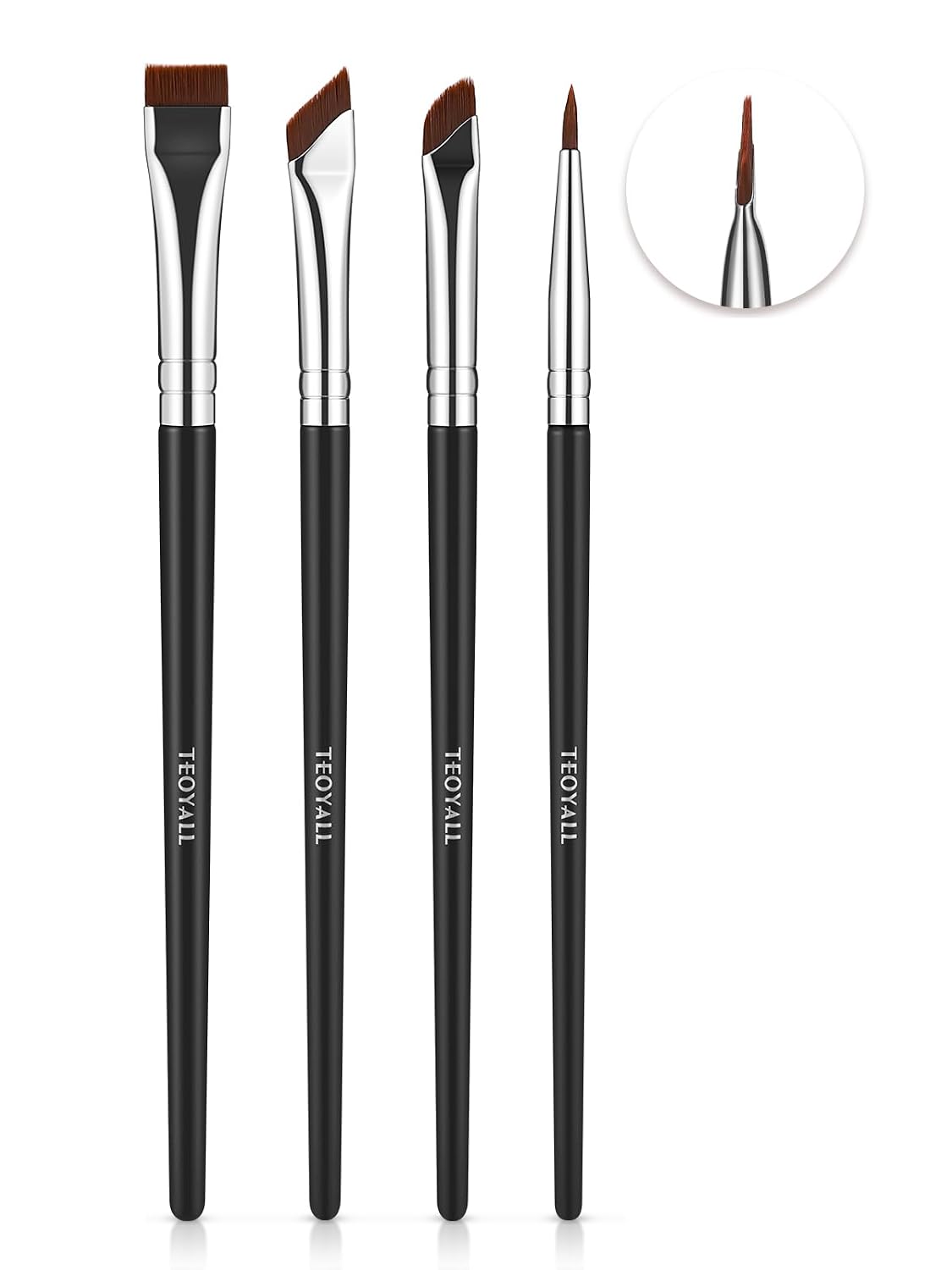 4Pcs Eyeliner Eyebrow Brush Set, Ultra Thin Precision Tool