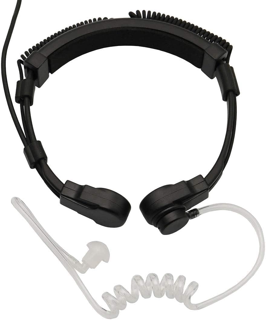 Flexible Throat Mic Microphone Covert Acoustic Tube Tactical Walkie Talkies Earpiece Headset with Finger PTT is