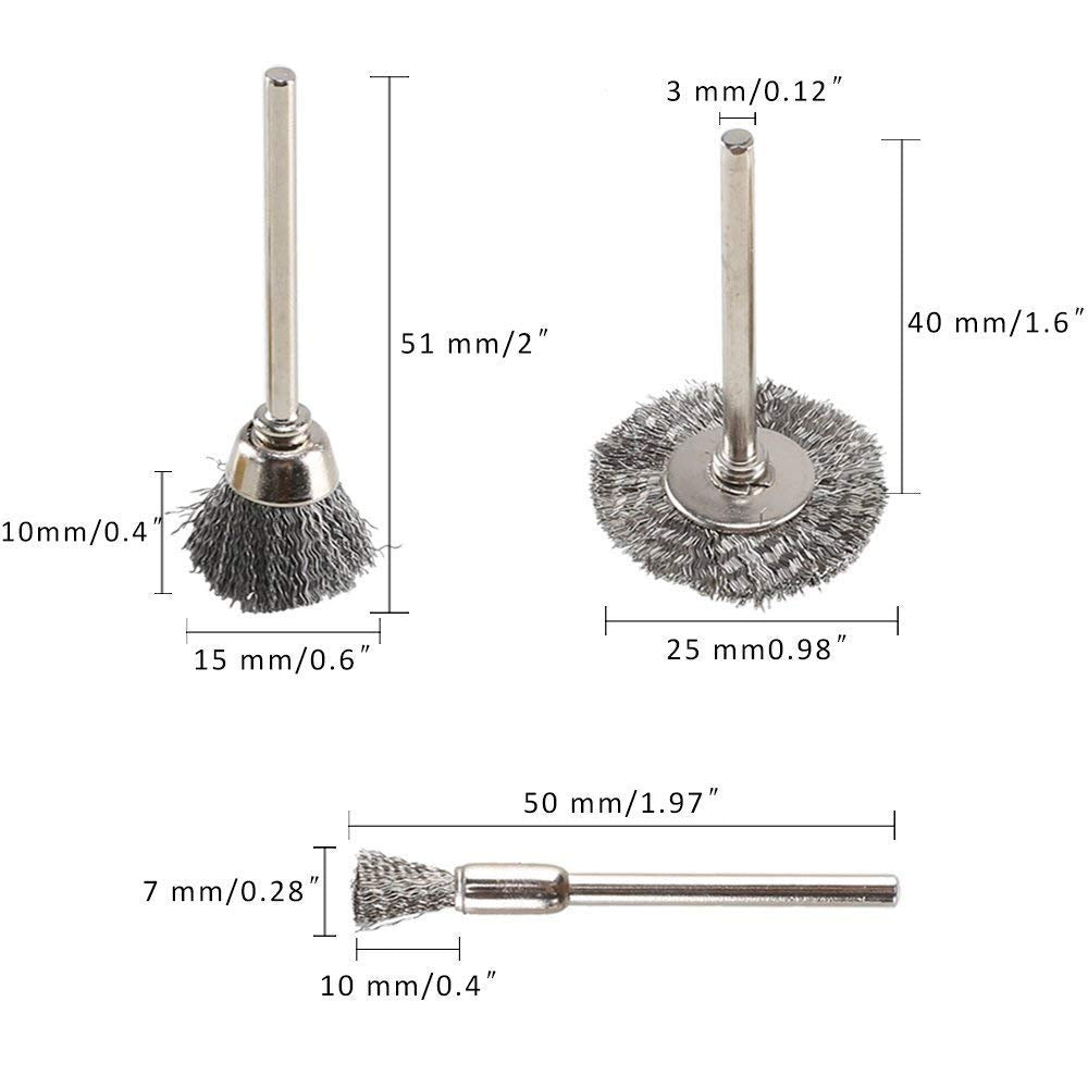 Rocaris 60 Pcs Steel Wire Wheels, Wire Brushes Set for Rotary Tool