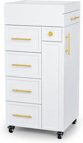 Salon Trolley Cart, Hair Styling Station with 5 Drawers, 3 Tool Holders & Adjustable Shelf, Mobile Storage Cabinet