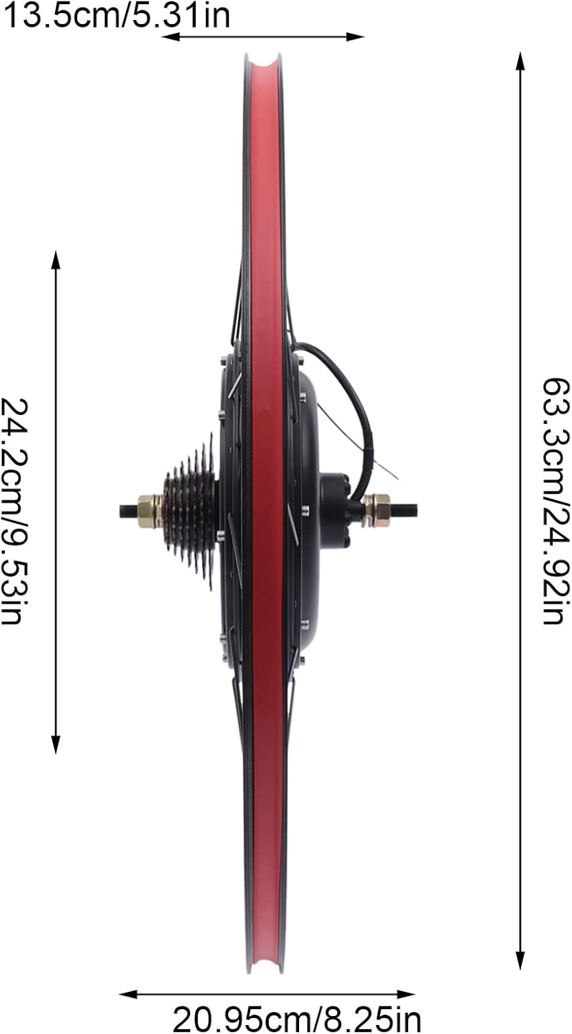 Electric Bike Conversion Kit 700C 48V 1500W Rear Wheel Electric Bicycle Hub Motor Kit 5 Speed Adjustable Dual Drive