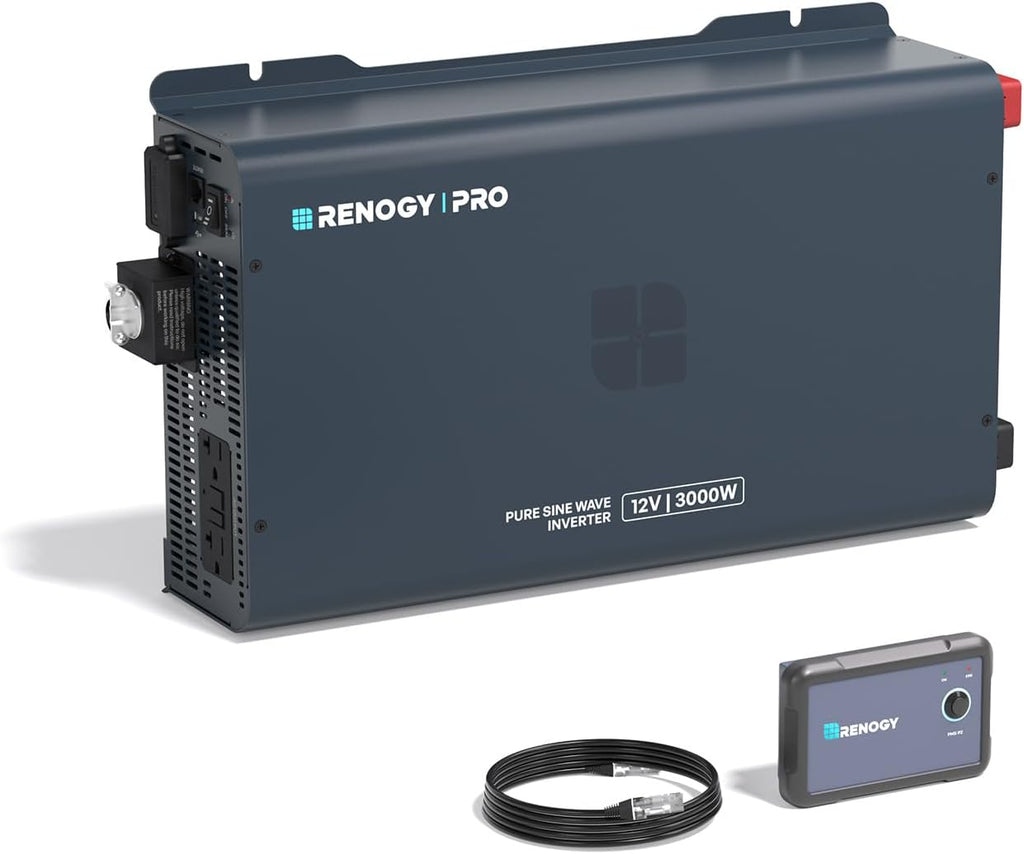 Pro 3000W Pure Sine Wave Inverter 12V to 120V, 92% High-Efficiency | Low Idle Power Inverter with Bluetooth, GFCI AC