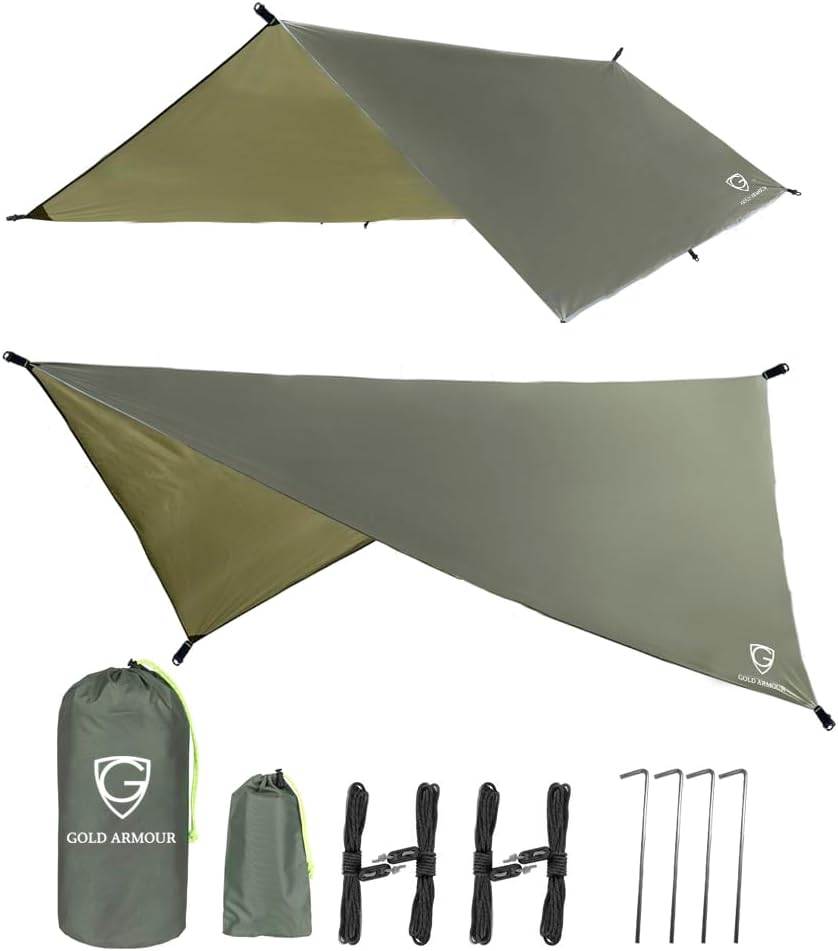 Rainfly Tarp for Hammock and Tent, 12x10ft Waterproof Lightweight Camping Accessories, Survival Gear