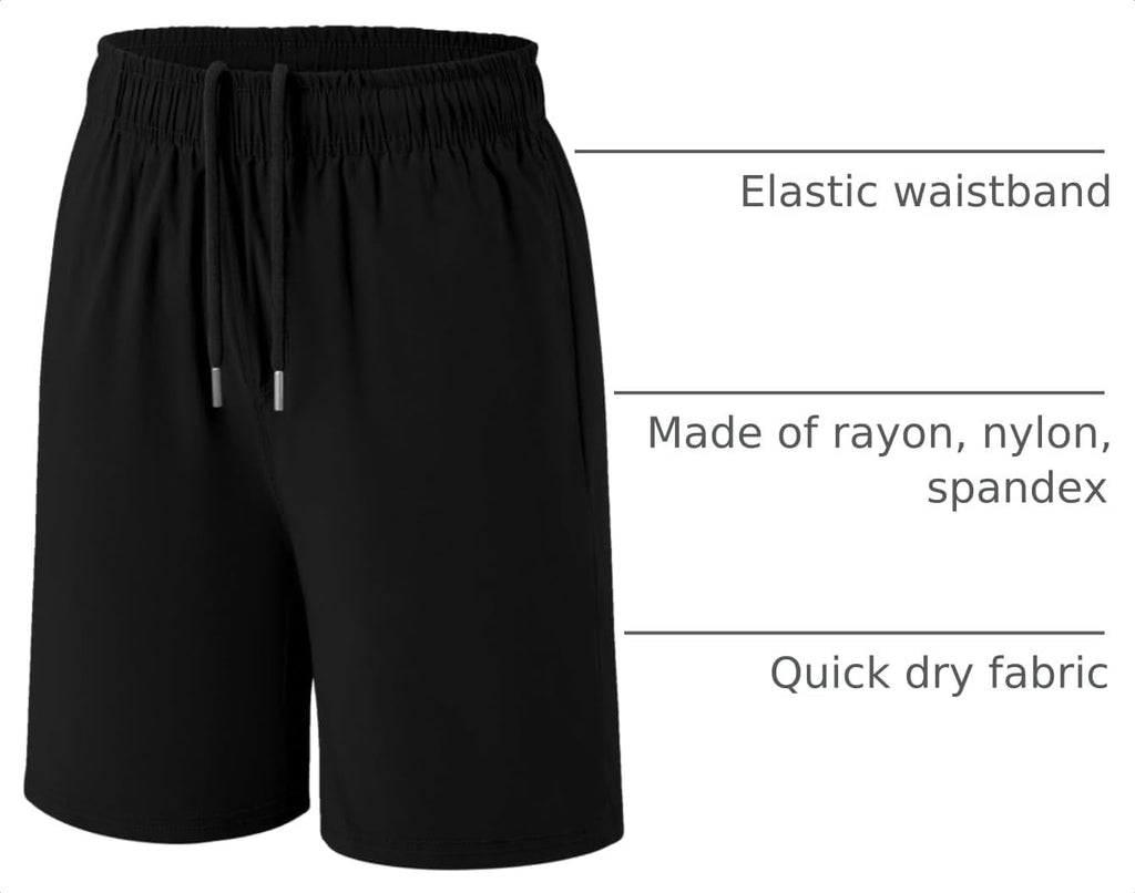 Boys Basketball Athletic Shorts with Pockets Soccer Running | Breathable Quick Dry Kids Gym Active Performance Shorts
