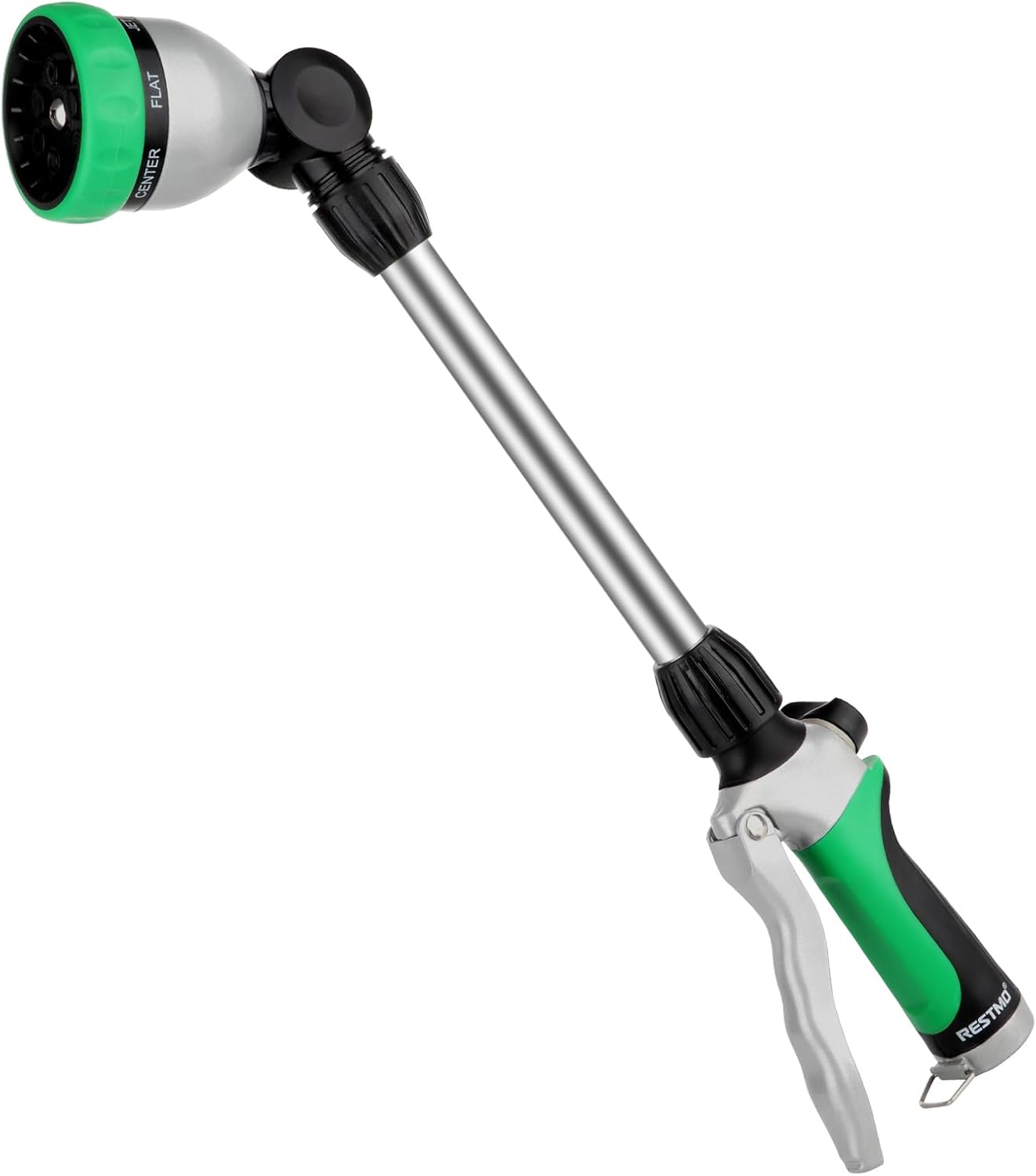 Metal Watering Wand, Heavy Duty Garden Hose Wand with 180° Swivel Ratcheting Head, 16-Inch Hose Nozzle Sprayer with 7