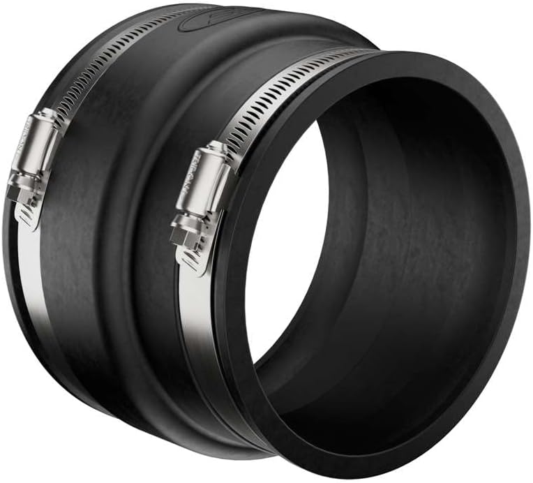 Fernco P1002-46 Flexible PVC Sewer Drain Pipe Coupling for Clay to Cast Iron, Plastic or Steel Plumbing Waste Connections 4" x 6"