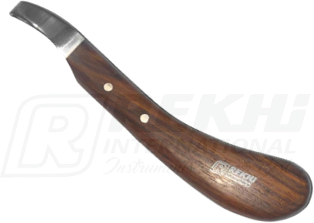 Rekhi Farrier Loop Knife with Wooden Handle – Precision Hoof Care Tool for Horses, Cows, and Goats, Durable