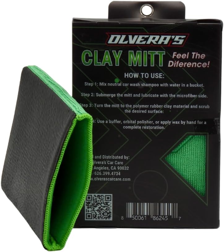 Clay Bar Mitt for Auto Detailing - Fine-Grade Scratch-Free Synthetic Clay Bar - Removes Contaminants, Overspray &