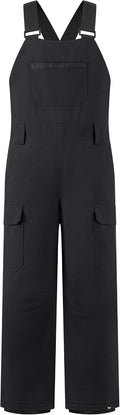 Girls' Heavyweight Ski Snow Bib Overalls, Insulated & Waterproof, Black, 16