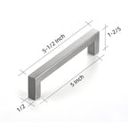 Brushed Nickel Square Cabinet Handles Drawer Pulls,5 Inch,35 Pack