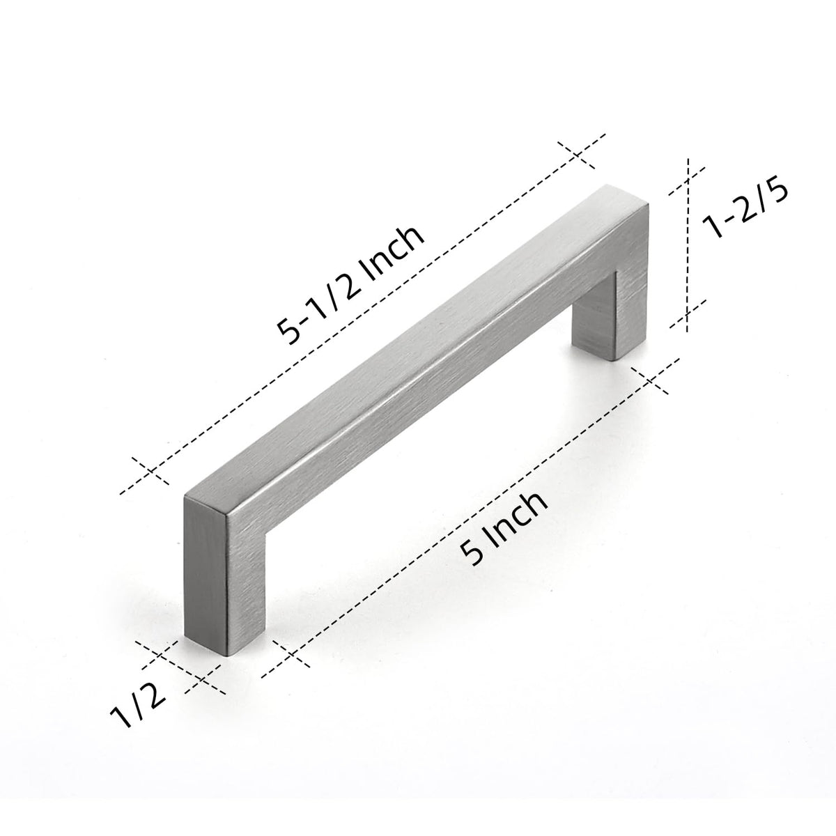 Brushed Nickel Square Cabinet Handles Drawer Pulls,5 Inch,35 Pack