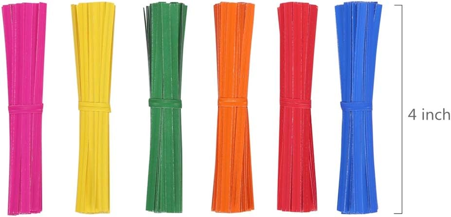 Multicolor Wired Kraft Paper Twist Ties 4 in, 1200 Count