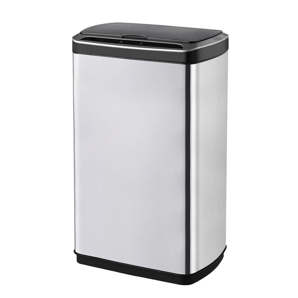 50 Liter / 13.2 Gallon Rectangular Kitchen Trash Can, Brushed Stainless Steel Finish Motion Sensor Trash Can