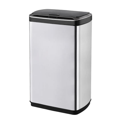 50 Liter / 13.2 Gallon Rectangular Kitchen Trash Can, Brushed Stainless Steel Finish Motion Sensor Trash Can