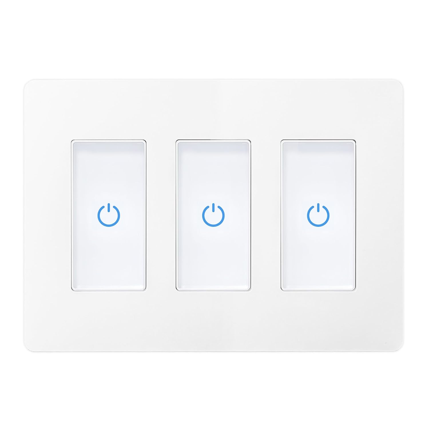 Touch Smart Switch 3 Gang, WiFi Light Switch Compatible With Alexa and Assistant, Neutral Wire Needed, No Hub