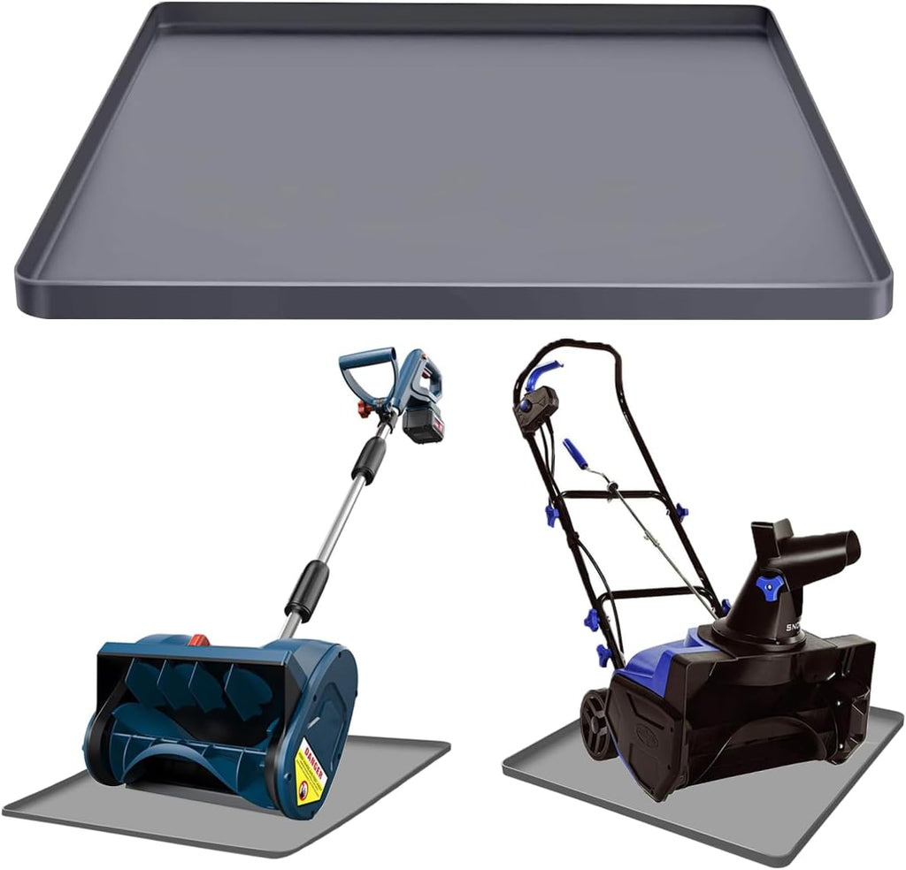 Snow Blower Mat, Snowblower Silicone Mat Garage Floor Mat for Snow, Electric Snow Shovel Mat with Raised Edge, Snow
