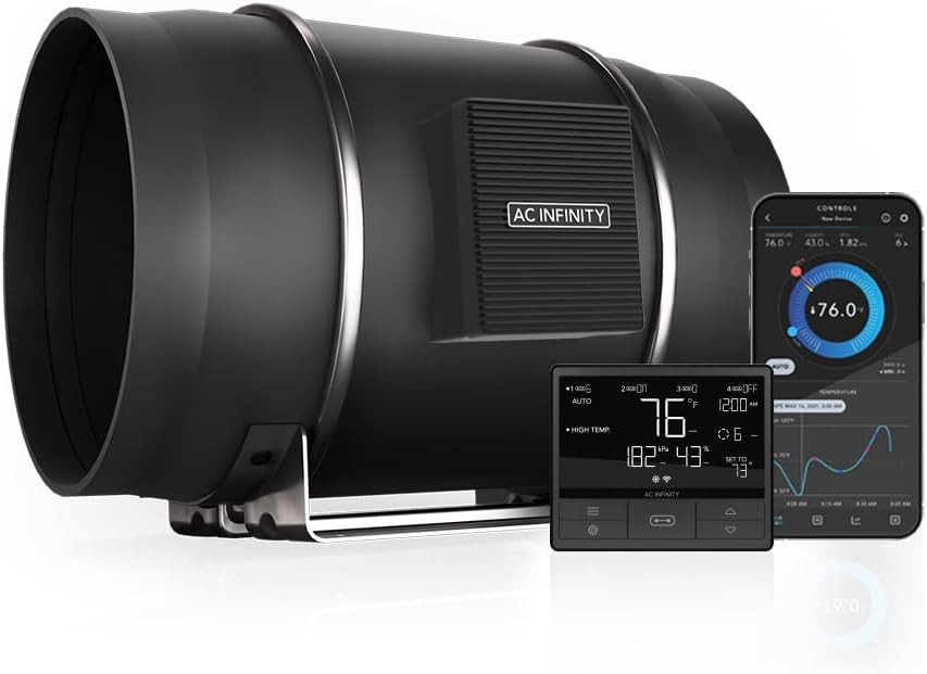 AC Infinity CLOUDLINE T12, Quiet 12” Inline Duct Fan w/Environment Control