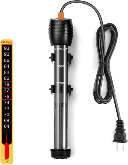 Submersible Aquarium Heater, Adjustable Fish Tahk Heater with Free Thermometer Suitable for Marine Saltwater and
