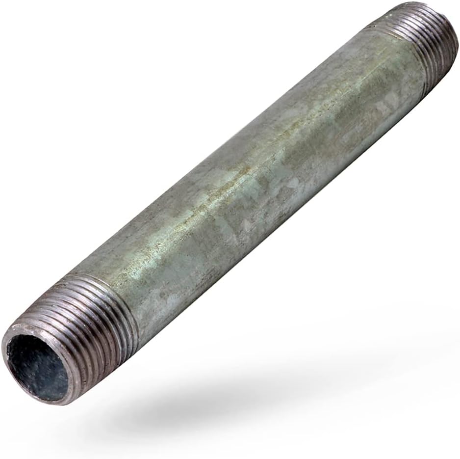 SUPPLY GIANT OQHM1080 8" Long Galvanized Steel Nipple Pipe Fitting with 1" Nominal Size Diameter, 1 in. x 8
