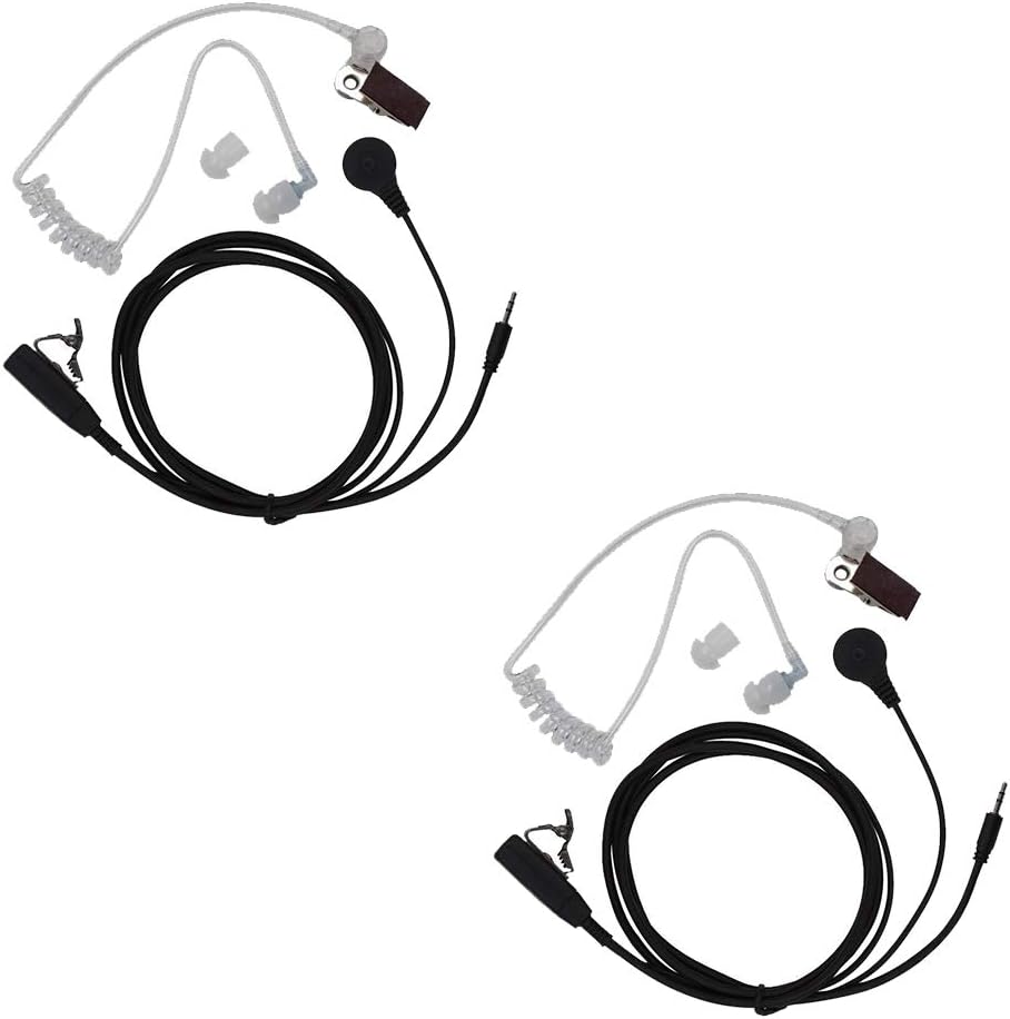 1-Pin Acoustic Tube Earpiece Compatible with Cobra CXT195 2-Pack | Surveillance Headset, PTT Mic, Covert, Comfort