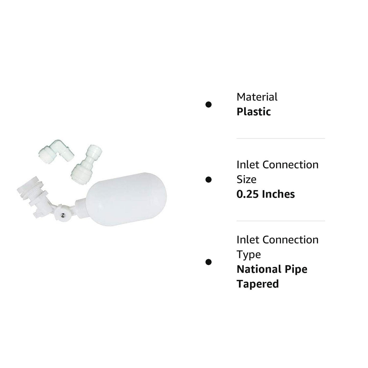 Malida Water Filter Float Ball Valve,or Fish Aquarium Uses 1/4 Inch Supply Tube.