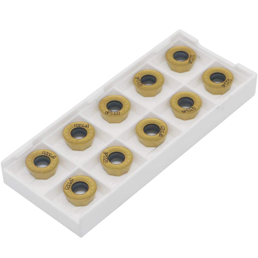 10pcs Carbide Milling Insert RPMT1204 （ R6）Round,CNC Milling Machine Indexable Milling Insert,Tungsten Steel Surface Golden Coating, Very Suitable for Processing Steel and Stainless Steel.