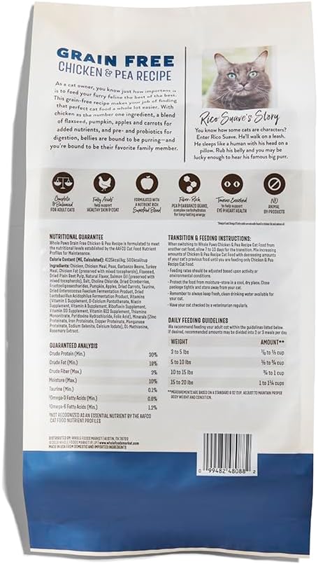 Grain-Free Dry Cat Food, Chicken & Pea Recipe, Enhanced with Fiber & Prebiotics, 3.5 lb
