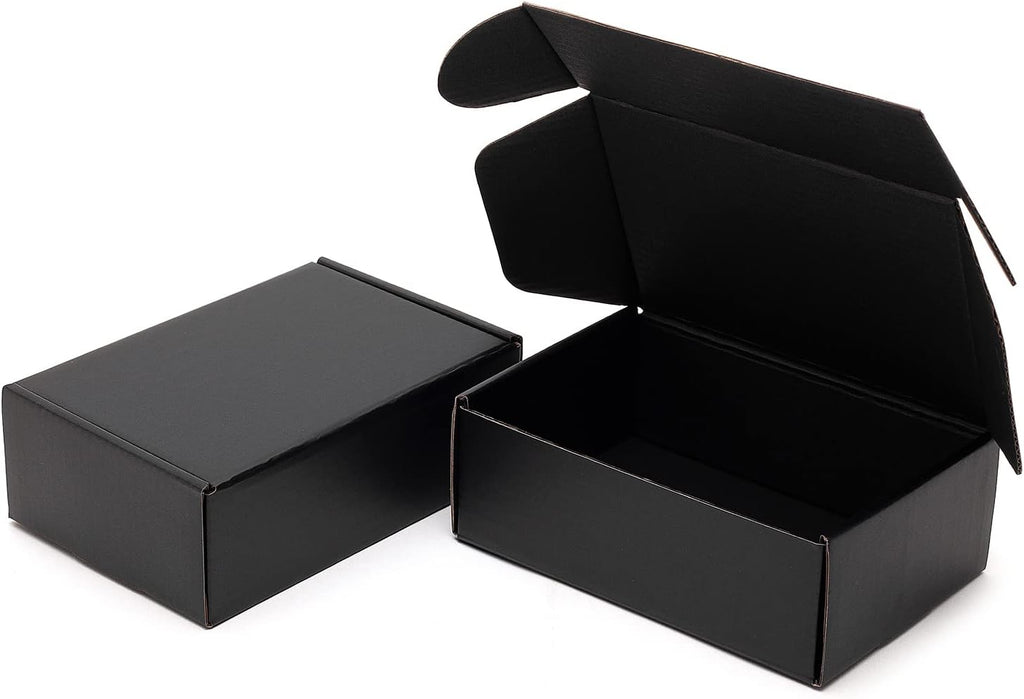 6x4x2 Inches Small Black Shipping Boxes 25 Pack - Corrugated Cardboard Mailing Box for Small Business, Tab Locking