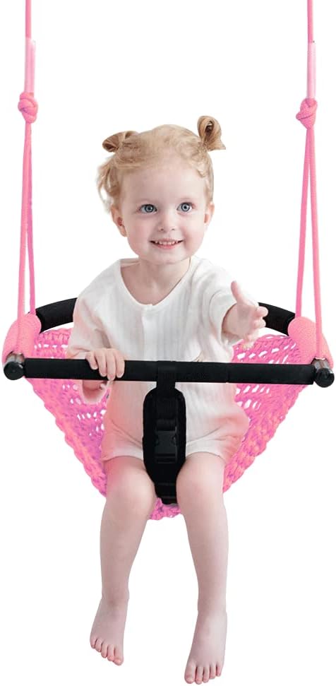 Toddler Swing & 2-in-1Baby Swing - Adjustable Rope Swing Seat for Kids Indoor & Outdoor Durable Backyard Swing Set