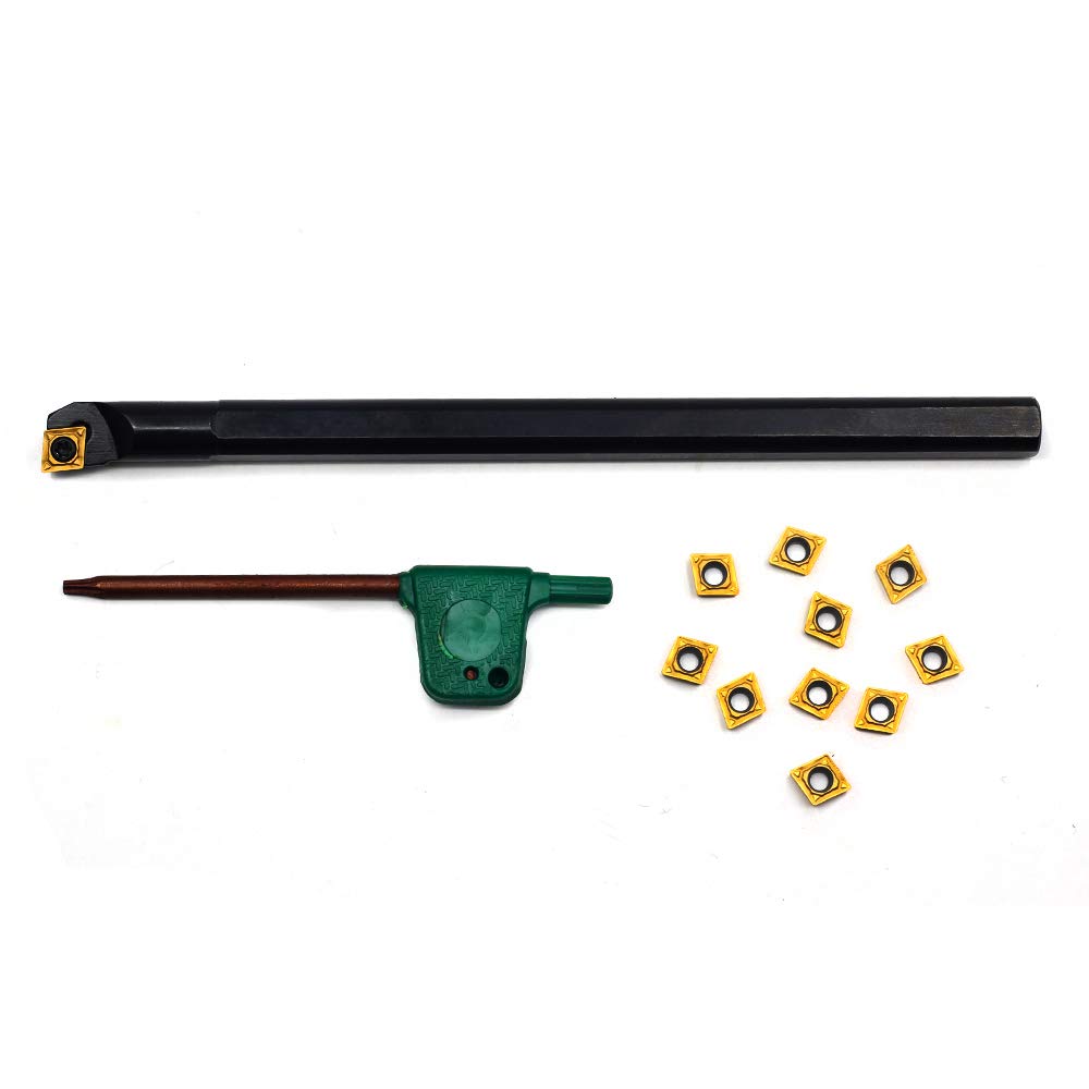 OSCARBIDE 3/8"x 6" Indexable Boring Bar w/10pcs Carbide Inserts,Right-Hand