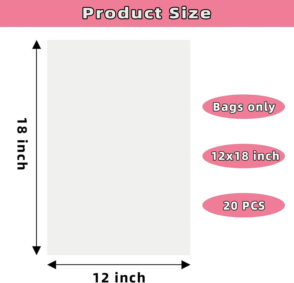 Clear Cellophane Bags, 12x18 In Gift Wrap bags 20 Pcs (No Ribbon)