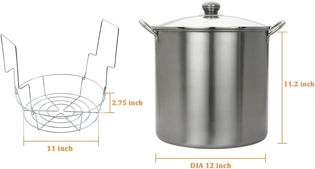 21.5Qt Stainless Steel Canning Pot with Rack, Water & Steam Canner, Large
