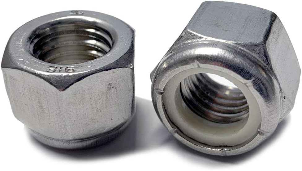 Superior Grade/Type 316 Stainless Steel Nylon Insert Lock Nuts - Marine Bolt Supply (10-32 (Pack of 100pcs))