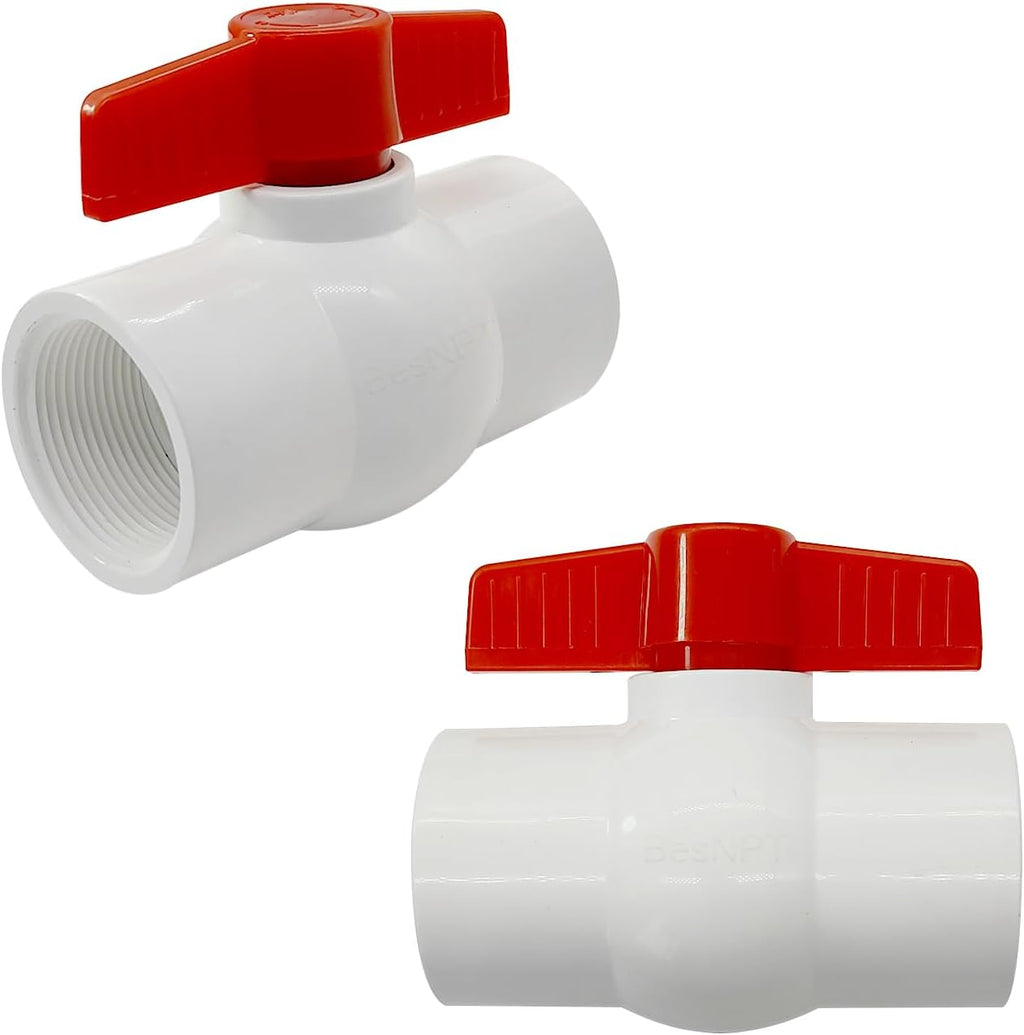 2 Pcs PVC Ball Valves 1-1/2" FNPT Shut Off Ball Valve with T-handle